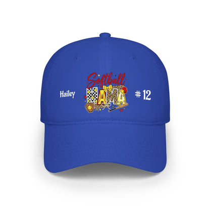 Softball Mama Low Profile Cap — Personalized Name & Number