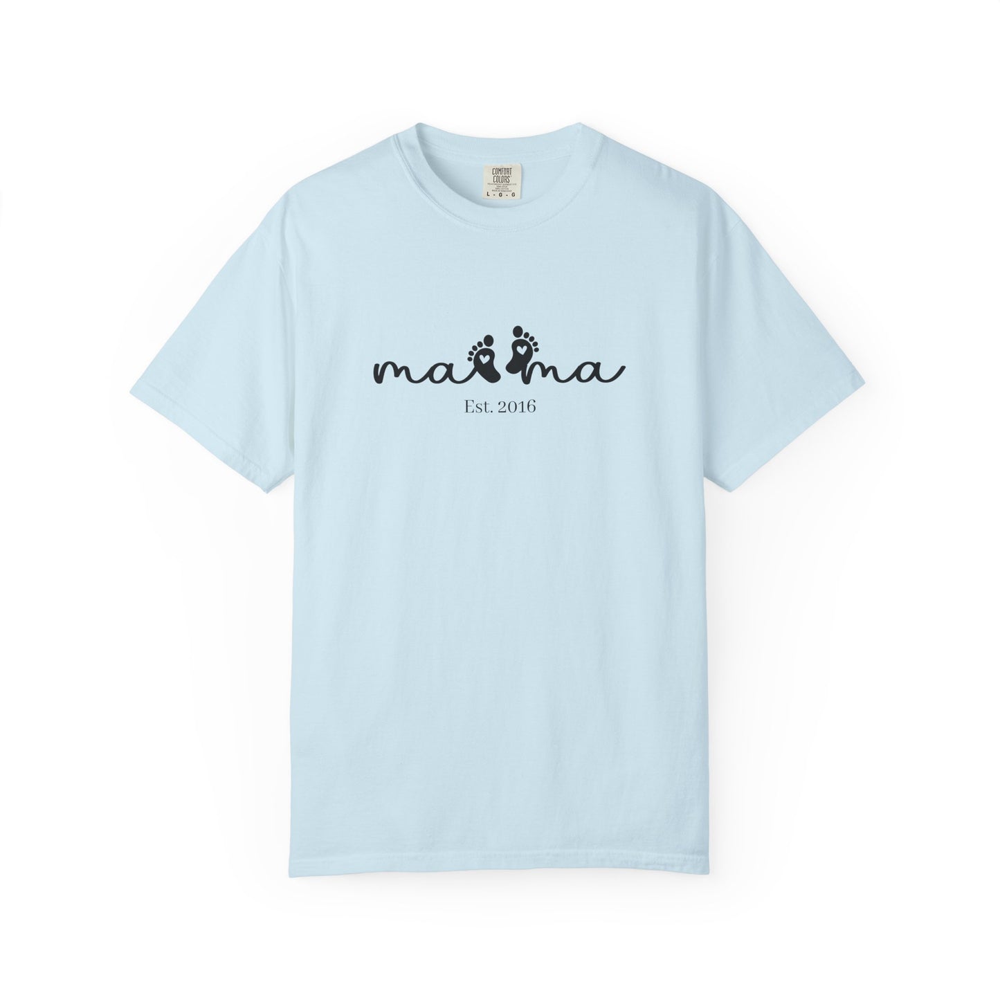 Mama Est. Custom Birth Year T-Shirt — Personalized Mom Script Graphic Tee