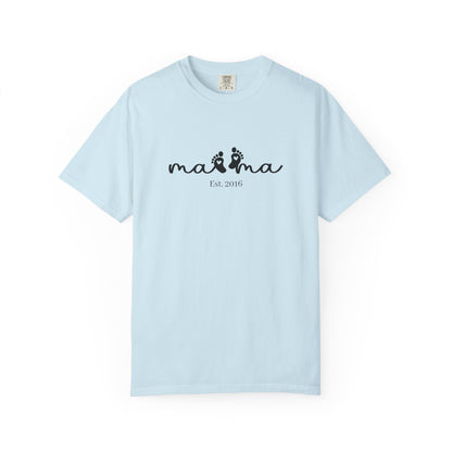 Mama Est. Custom Birth Year T-Shirt — Personalized Mom Script Graphic Tee