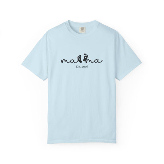 Mama Est. Custom Birth Year T-Shirt — Personalized Mom Script Graphic Tee