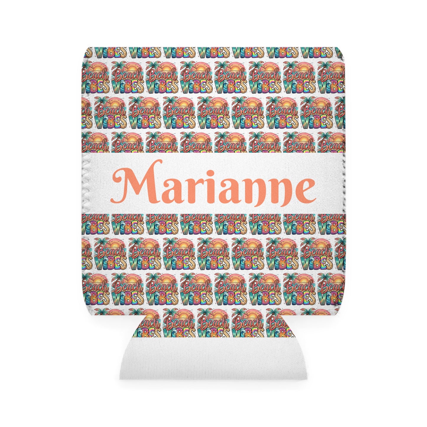 Beach Vibes Cooler Sleeve — Personalized Can Koozie for BBQs & Beach Days