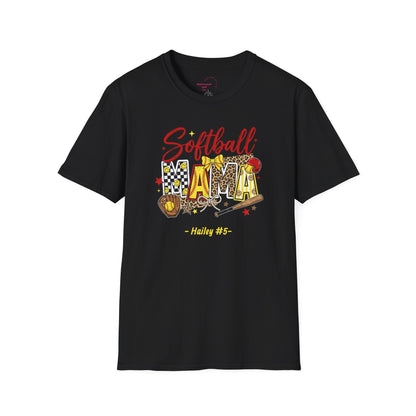 Softball Mama T-Shirt — Personalized Player Name and Number Tee