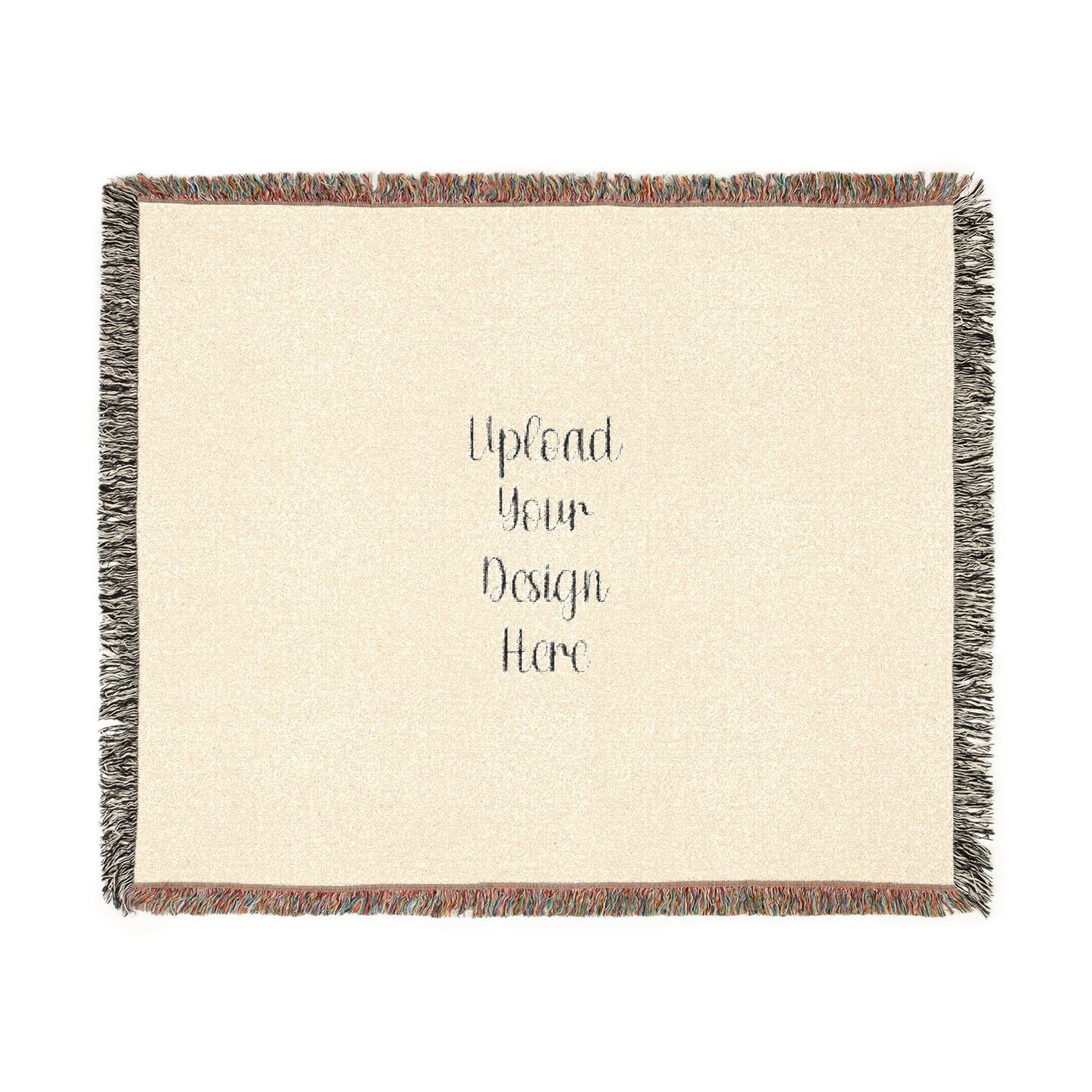 Custom Photo Woven Blanket — Personalized Fringe Throw Blanket with Text
