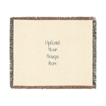 Custom Photo Woven Blanket — Personalized Fringe Throw Blanket with Text