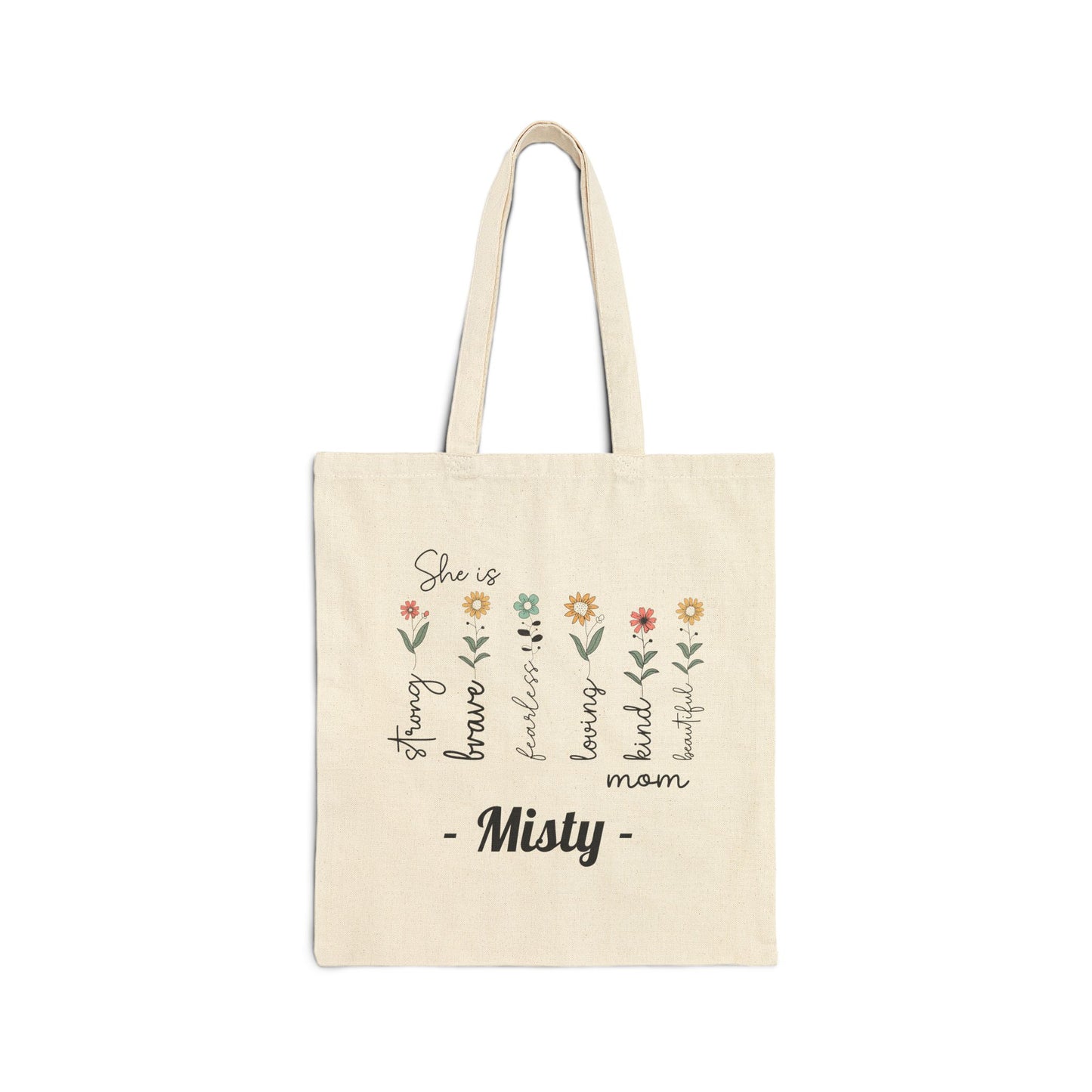 She Is Custom Name Tote Bag – Personalized Cotton Canvas Market Tote