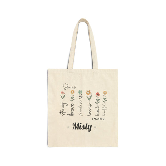 She Is Custom Name Tote Bag – Personalized Cotton Canvas Market Tote