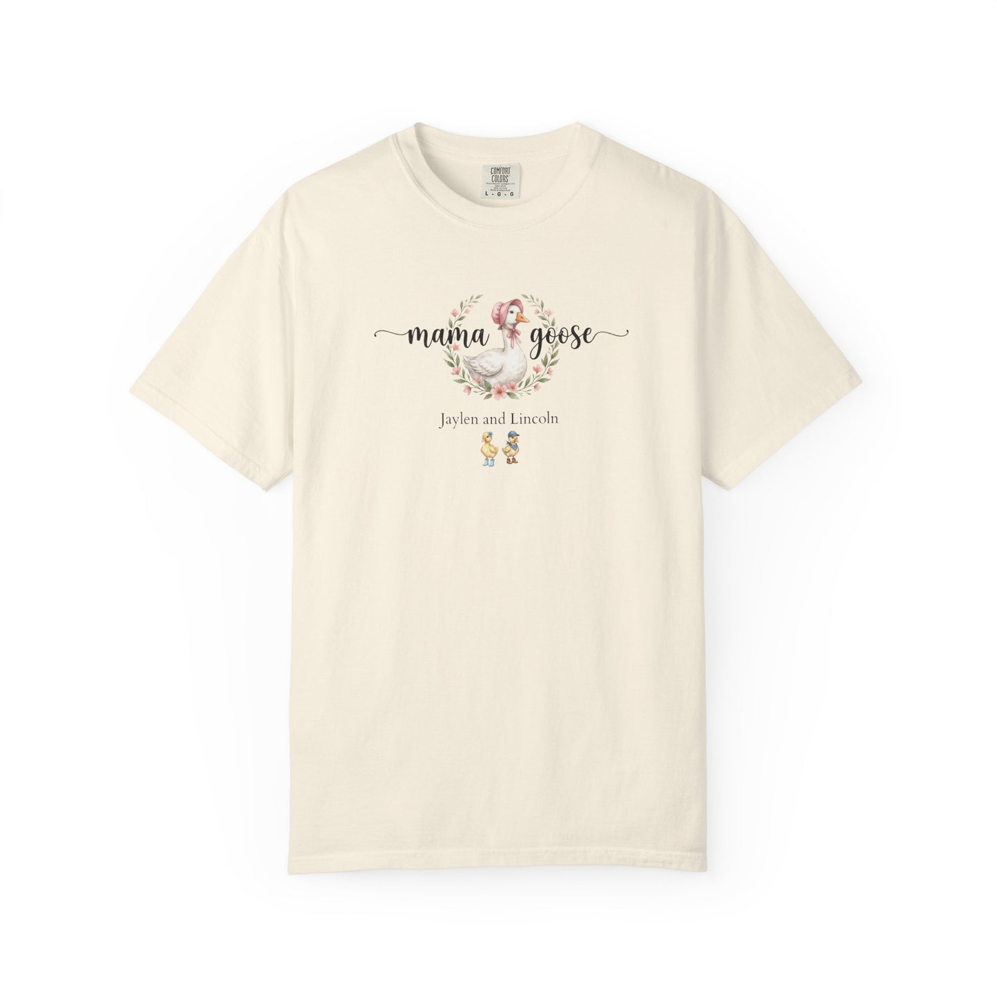 Mama Goose Custom Name T-Shirt — Personalized Mom Script Graphic Tee