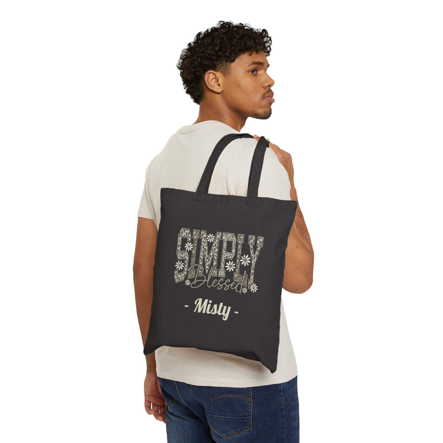 Simply Blessed Custom Name Tote Bag – Personalized Cotton Canvas Market Tote