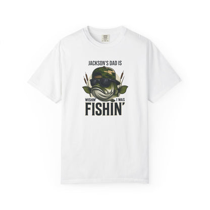 Wishin I Was Fishin Custom Kid's Names— Fathers Day Tee