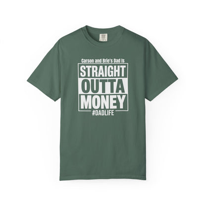 Straight Outta Money Custom Kid's Names— Distressed American Flag Fathers Day Tee