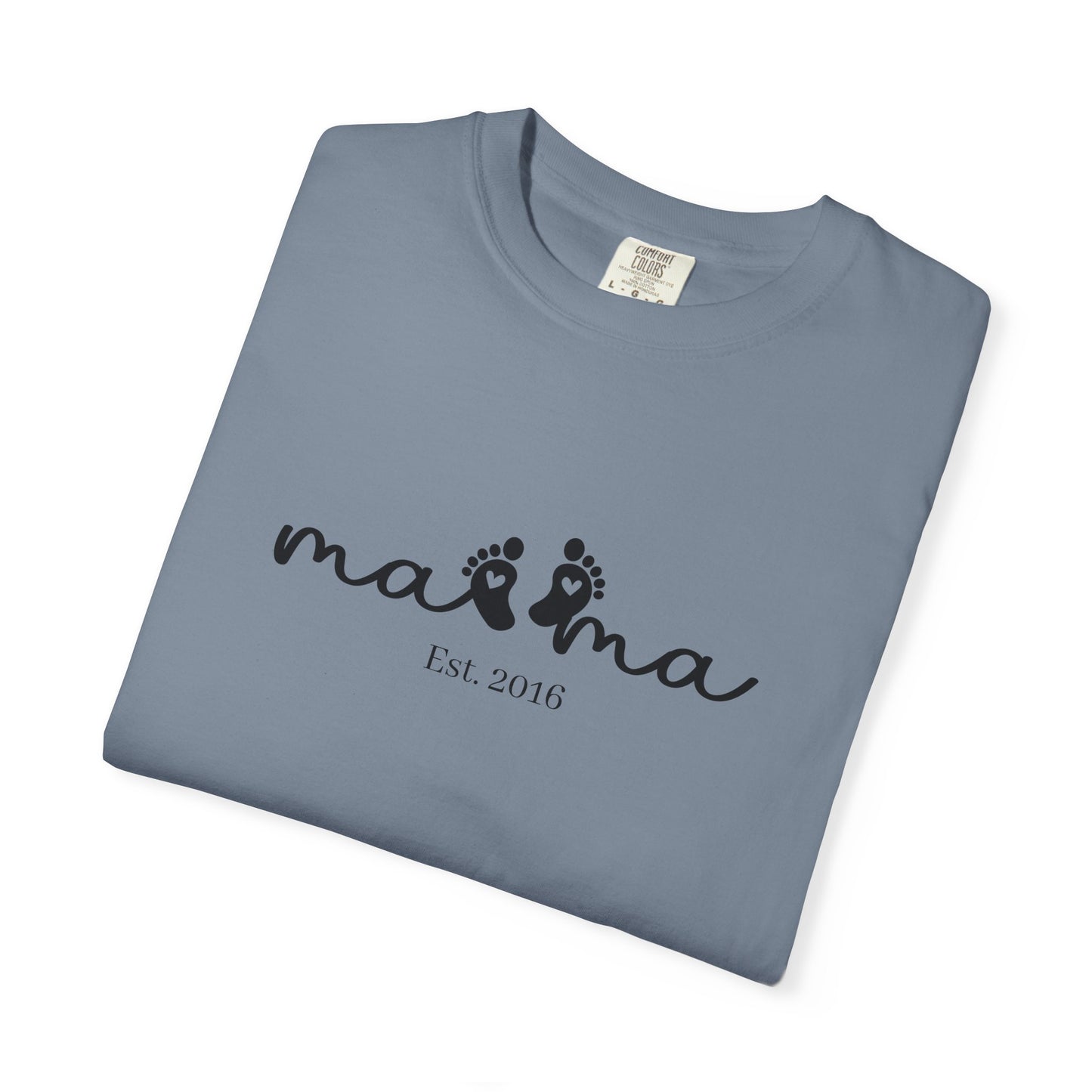 Mama Est. Custom Birth Year T-Shirt — Personalized Mom Script Graphic Tee