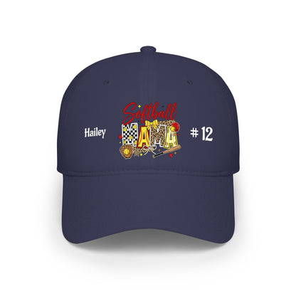 Softball Mama Low Profile Cap — Personalized Name & Number
