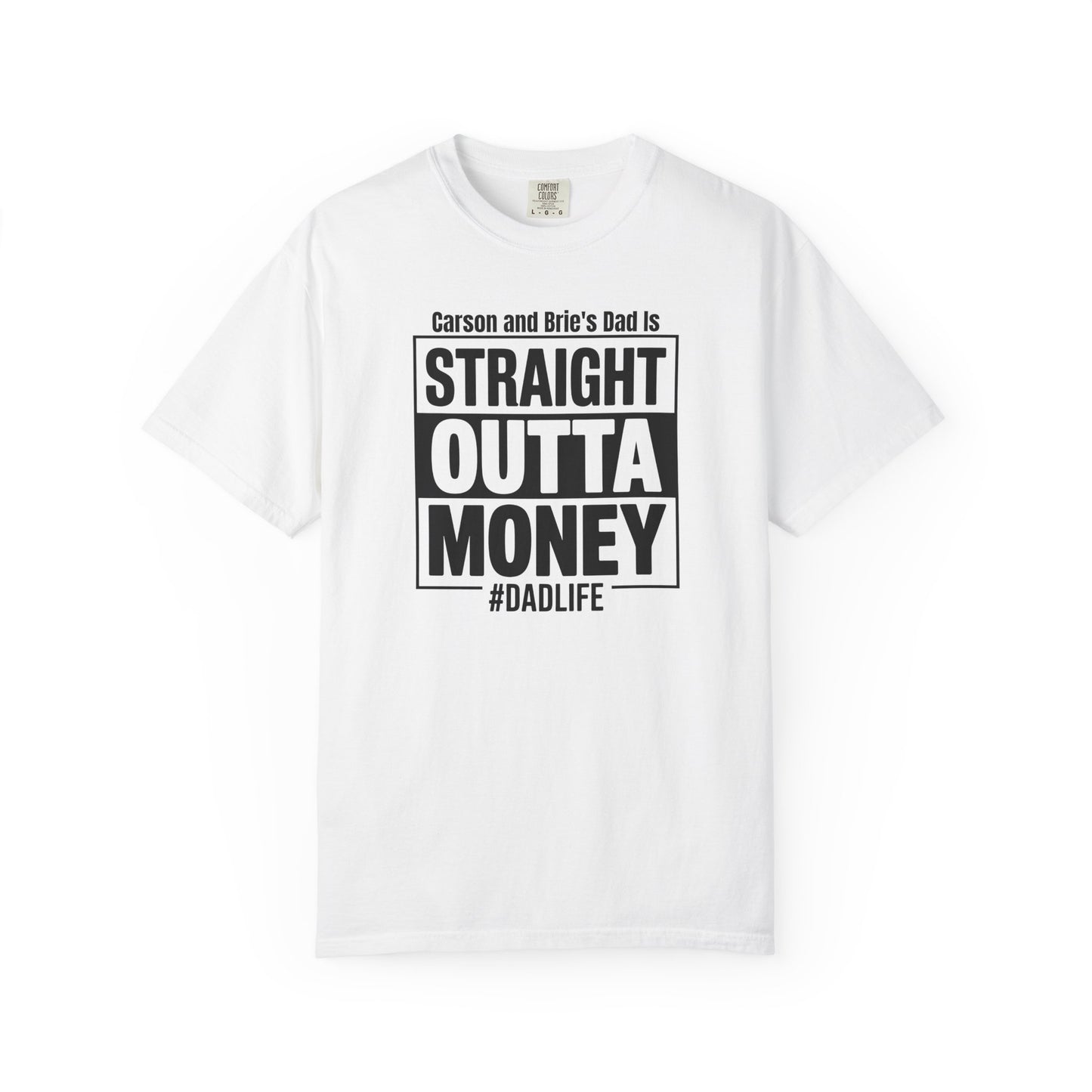 Straight Outta Money Custom Kid's Names— Distressed American Flag Fathers Day Tee