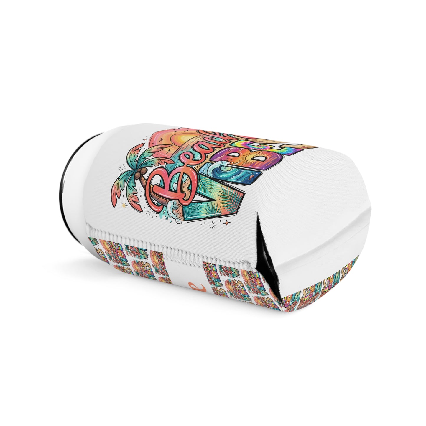 Beach Vibes Cooler Sleeve — Personalized Can Koozie for BBQs & Beach Days