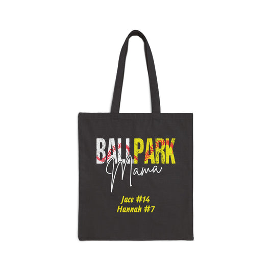 Ballpark Mama Personalized Cotton Canvas Tote (Custom Name & Number)