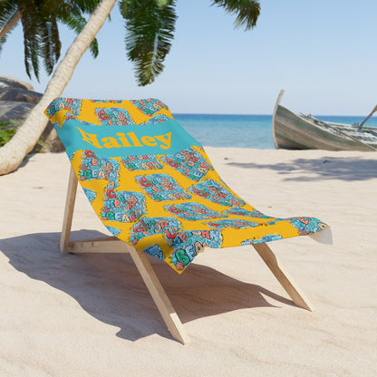 Crabby Beach Towel — Personalized Name