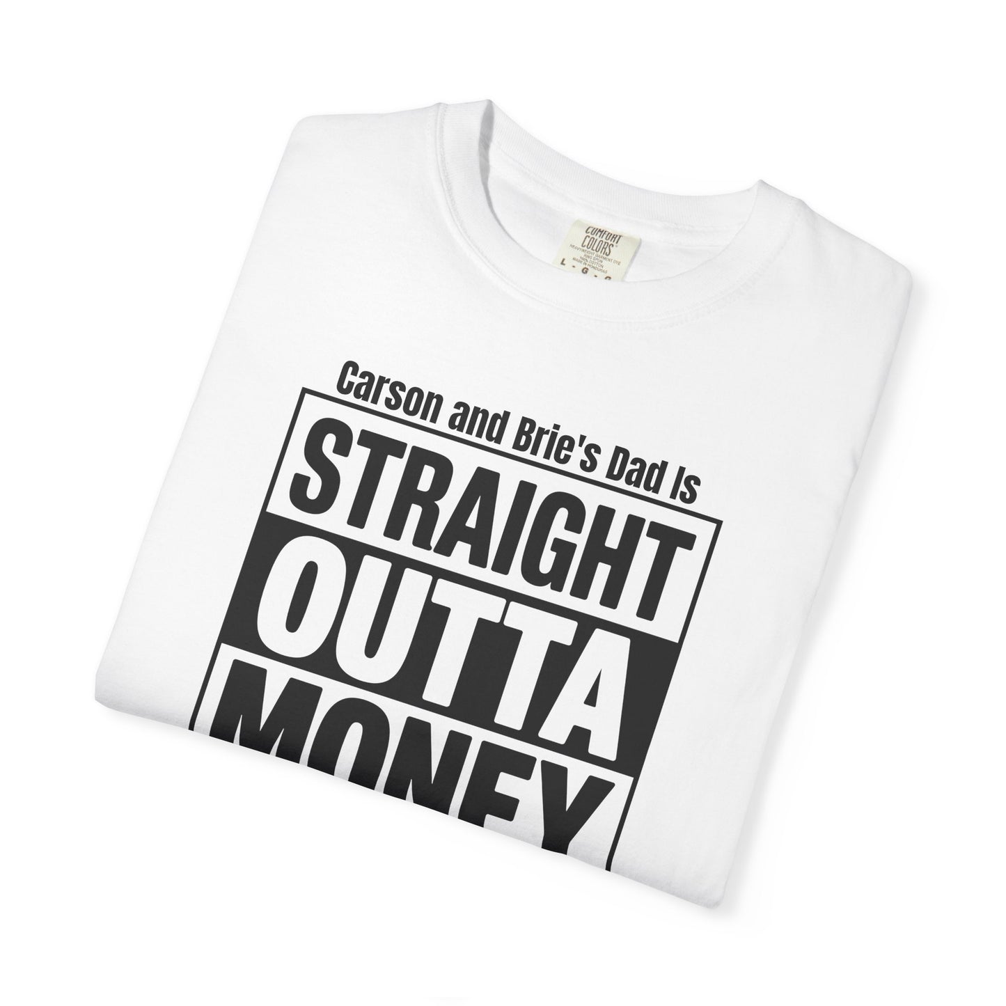 Straight Outta Money Custom Kid's Names— Distressed American Flag Fathers Day Tee