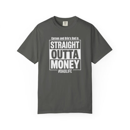Straight Outta Money Custom Kid's Names— Distressed American Flag Fathers Day Tee