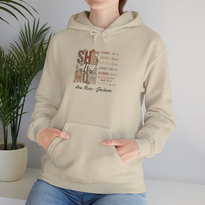 She Is Mom Custom Kids Name Mama Hoodie — Personalized Mom Hoodie