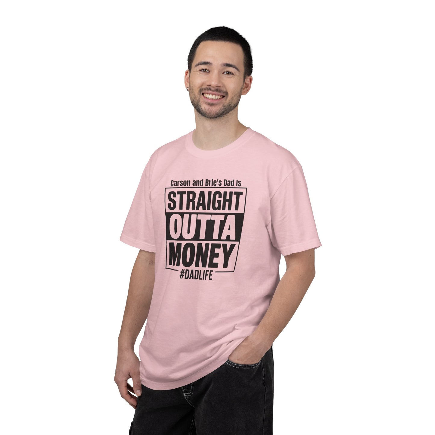 Straight Outta Money Custom Kid's Names— Distressed American Flag Fathers Day Tee