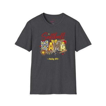 Softball Mama T-Shirt — Personalized Player Name and Number Tee