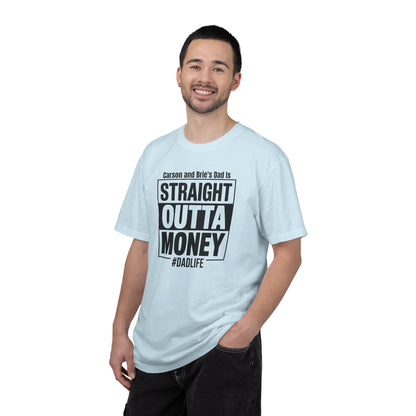 Straight Outta Money Custom Kid's Names— Distressed American Flag Fathers Day Tee