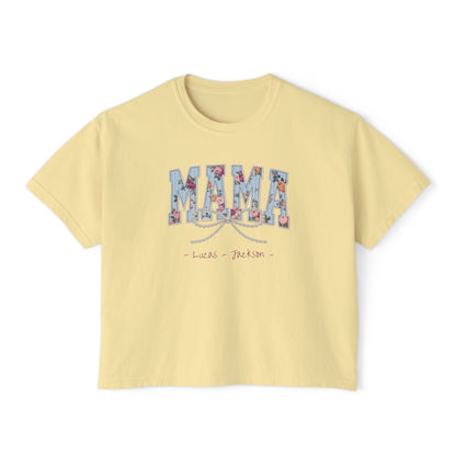 Mama Pearls Custom Name Boxy Tee — Mother's Day Shirt