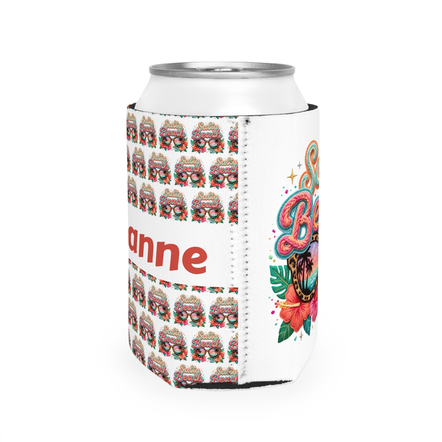 Salty Beach Can Cooler Sleeve — Personalized Can Koozie for BBQs & Beach Days