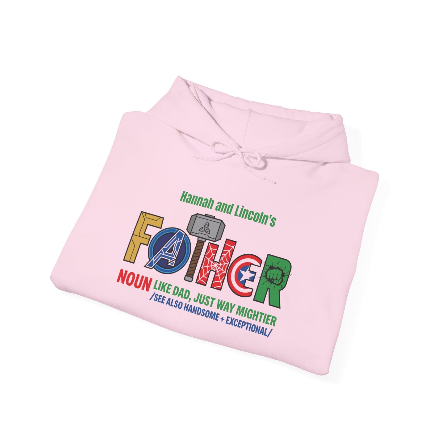 Superhero Father Custom Kid's Names Hoodie - Personalized Gift