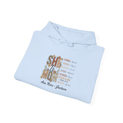 She Is Mom Custom Kids Name Mama Hoodie — Personalized Mom Hoodie