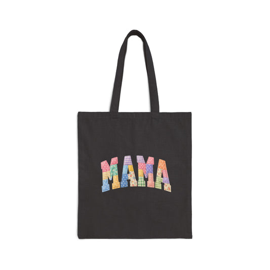 Faux Quilted Mama -Cotton Canvas Tote Bag