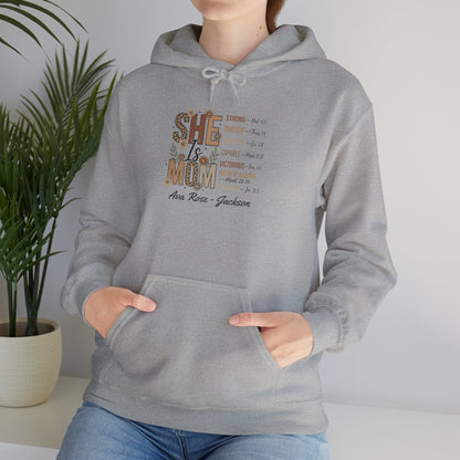 She Is Mom Custom Kids Name Mama Hoodie — Personalized Mom Hoodie