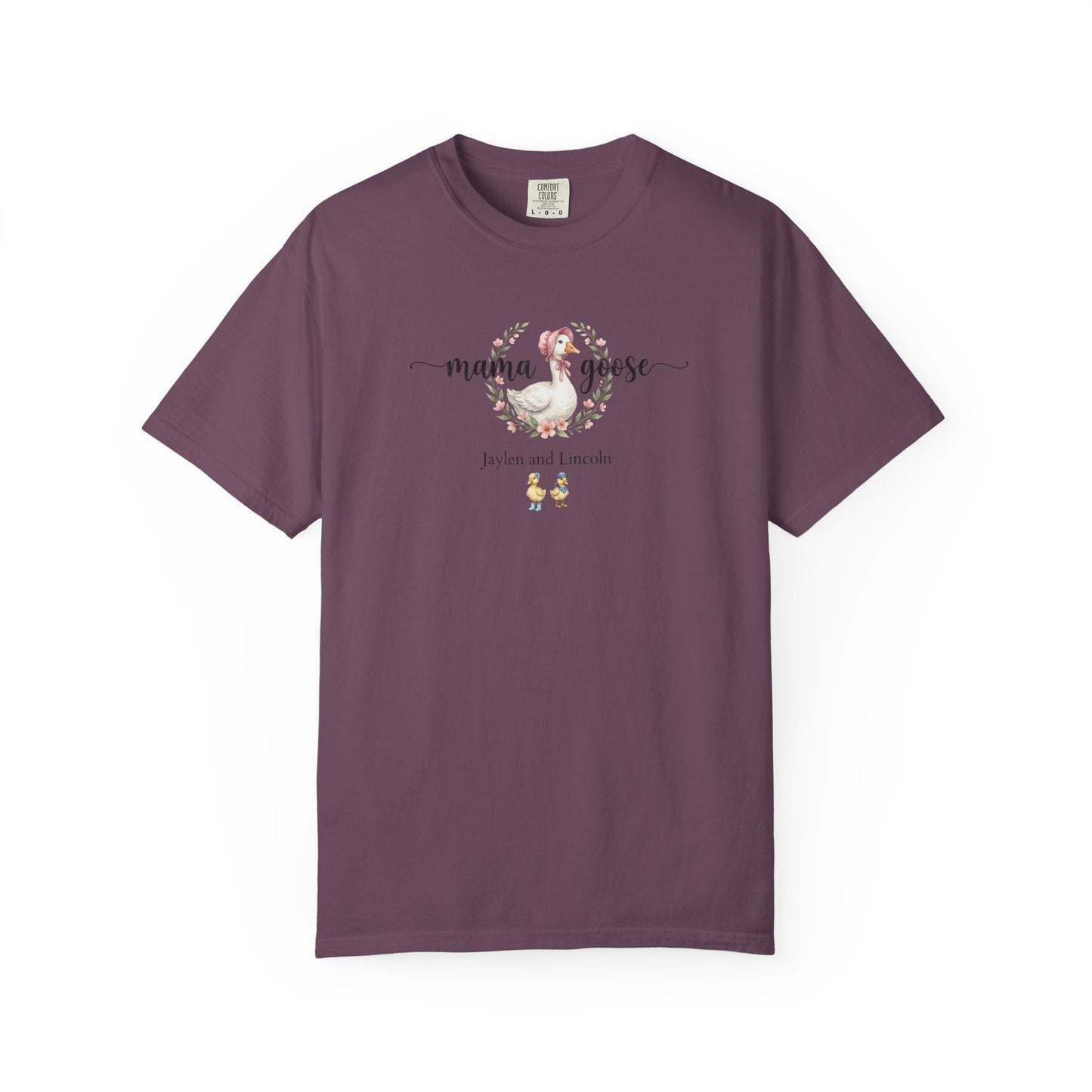 Mama Goose Custom Name T-Shirt — Personalized Mom Script Graphic Tee