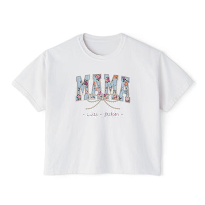 Mama Pearls Custom Name Boxy Tee — Mother's Day Shirt