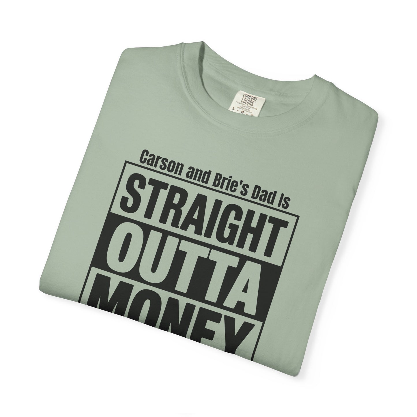 Straight Outta Money Custom Kid's Names— Distressed American Flag Fathers Day Tee