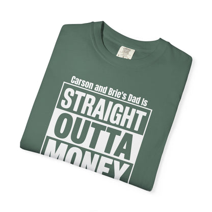 Straight Outta Money Custom Kid's Names— Distressed American Flag Fathers Day Tee