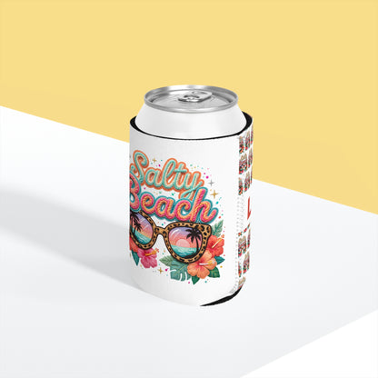 Salty Beach Can Cooler Sleeve — Personalized Can Koozie for BBQs & Beach Days