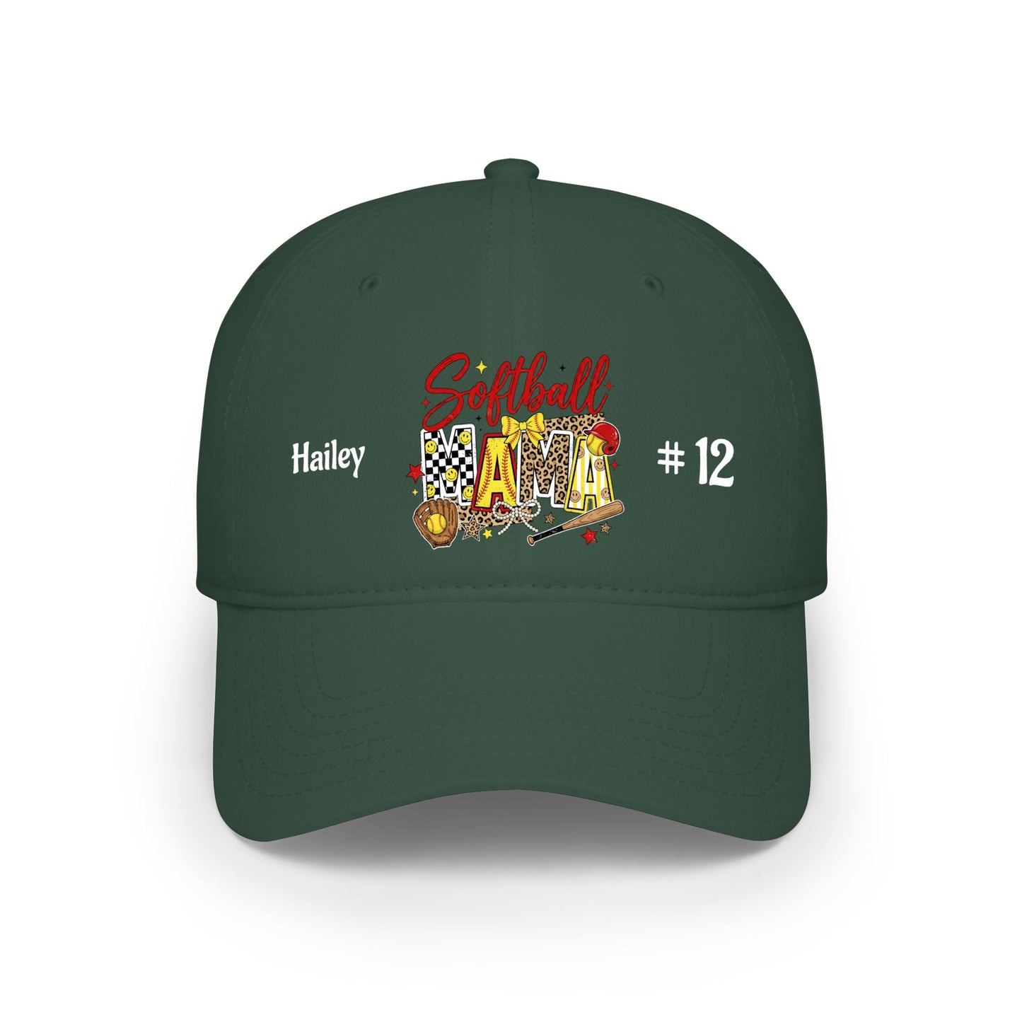 Softball Mama Low Profile Cap — Personalized Name & Number