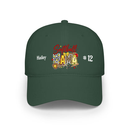 Softball Mama Low Profile Cap — Personalized Name & Number