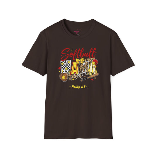 Softball Mama T-Shirt — Personalized Player Name and Number Tee