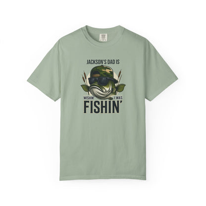 Wishin I Was Fishin Custom Kid's Names— Fathers Day Tee