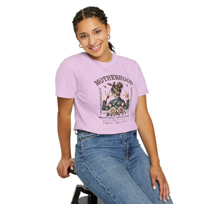 Rockin Motherhood Custom Name T-Shirt — Personalized Mom Script Graphic Tee