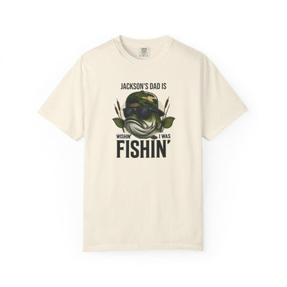 Wishin I Was Fishin Custom Kid's Names— Fathers Day Tee