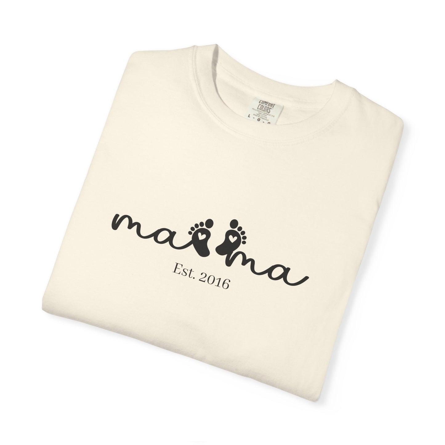 Mama Est. Custom Birth Year T-Shirt — Personalized Mom Script Graphic Tee
