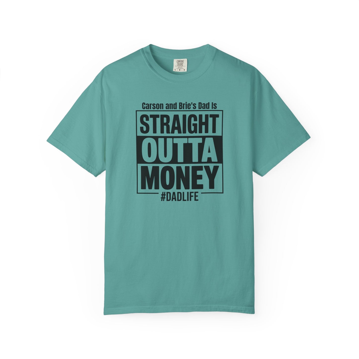 Straight Outta Money Custom Kid's Names— Distressed American Flag Fathers Day Tee