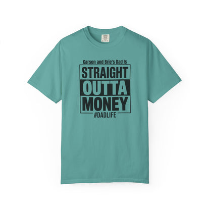 Straight Outta Money Custom Kid's Names— Distressed American Flag Fathers Day Tee