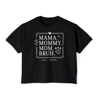 Mom Life Custom Name Boxy Tee — Mother's Day Shirt