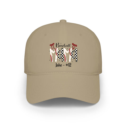 Baseball Mama Low Profile Cap — Personalized Name & Number