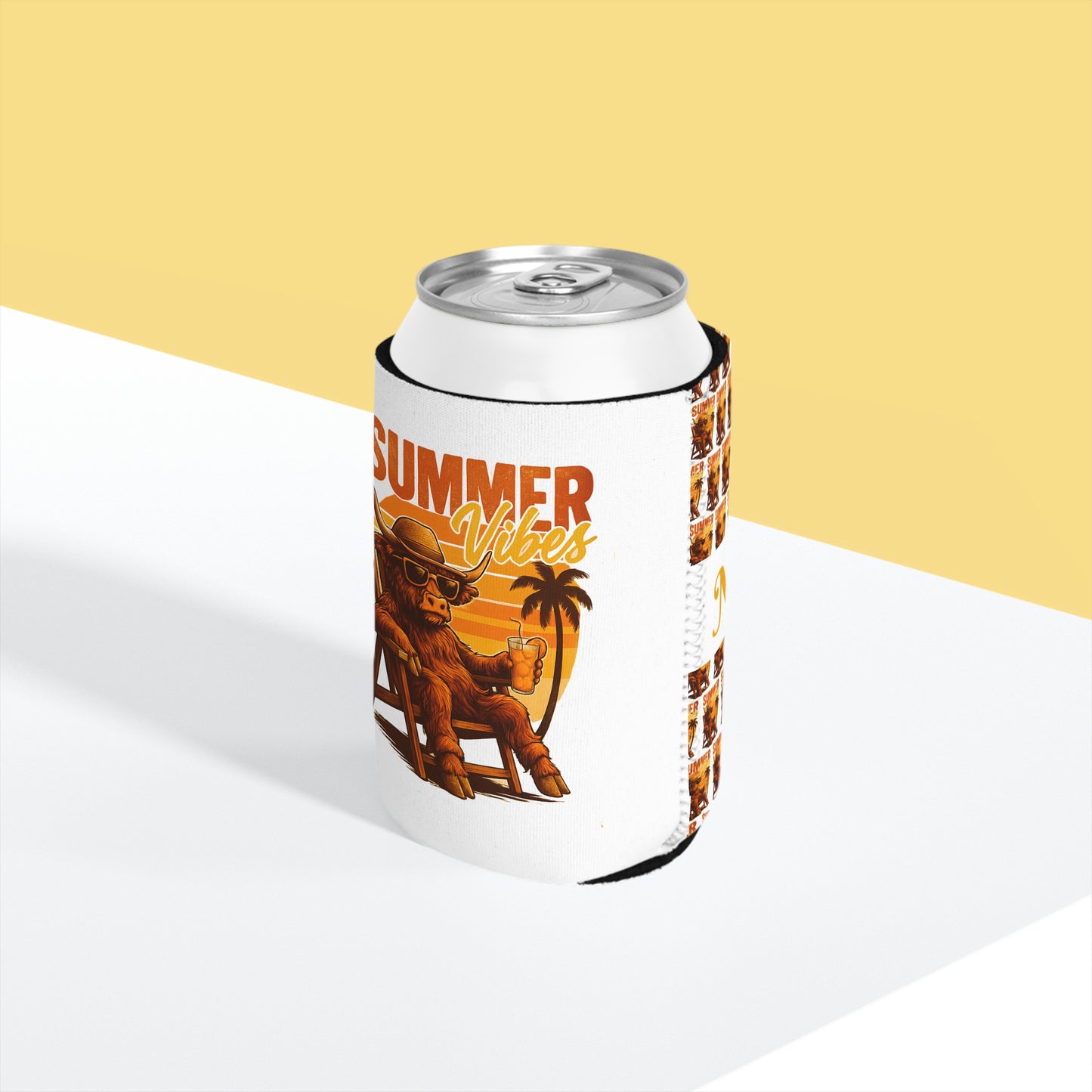 Highland Cow Can Cooler Sleeve — Personalized Can Koozie for BBQs & Beach Days