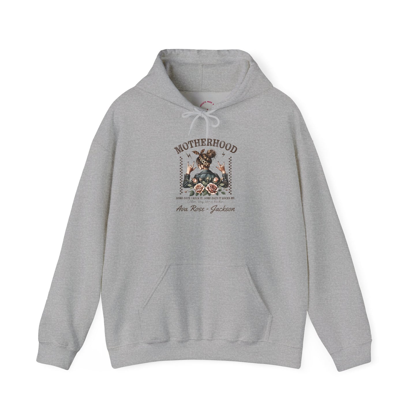 Rockin Motherhood Custom Kids Name Mama Hoodie — Personalized Mom Hoodie